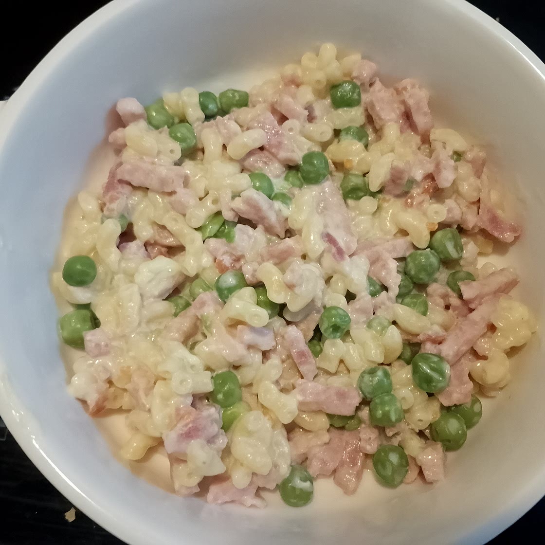 Risotto de coquillettes au petits pois et bacon