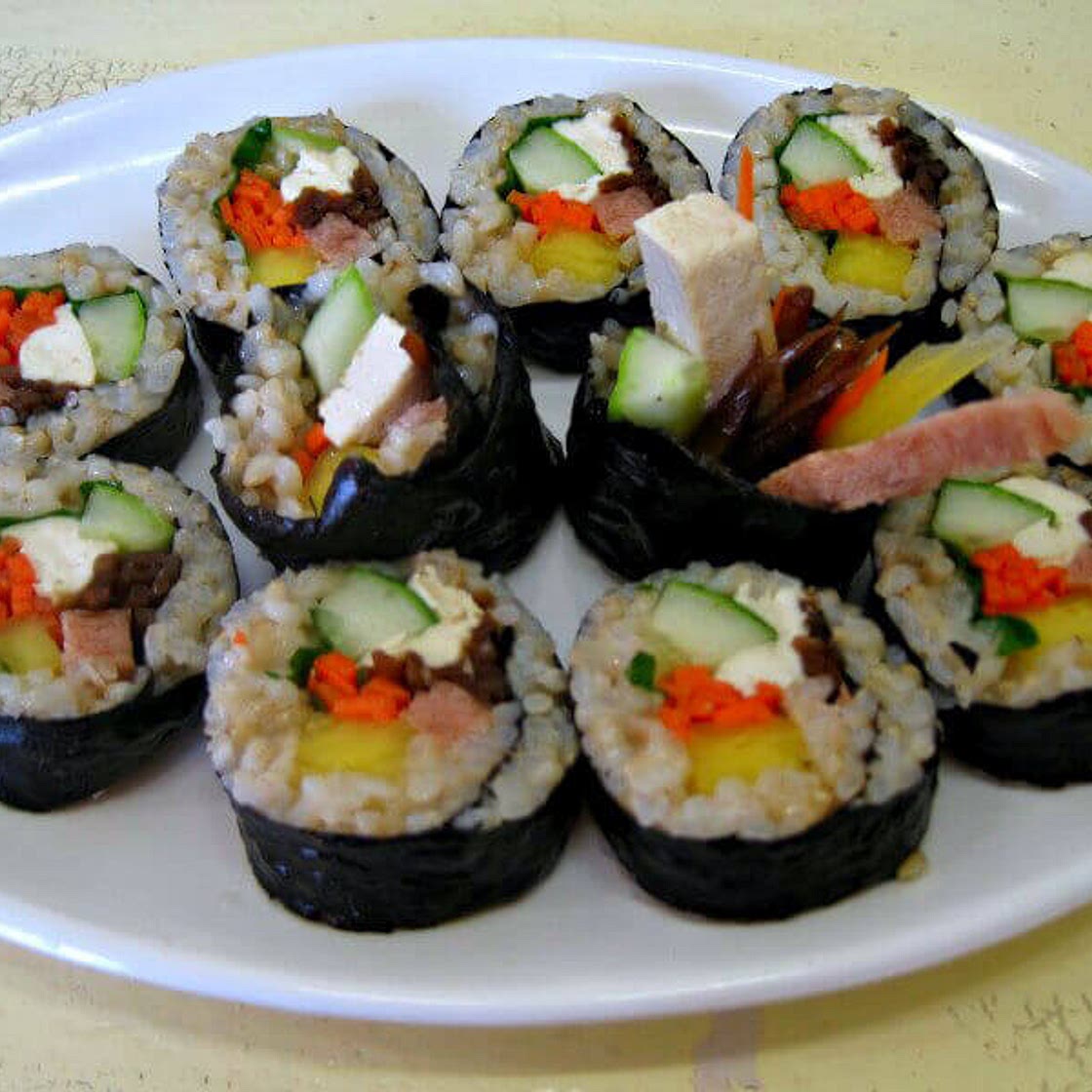 Vegan Kimbap (aka Gimbap): Veggie, Rice, and Seaweed Roll