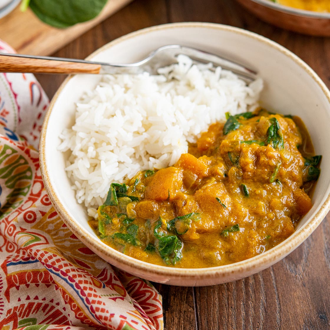 Easy Butternut Squash Curry with Spinach