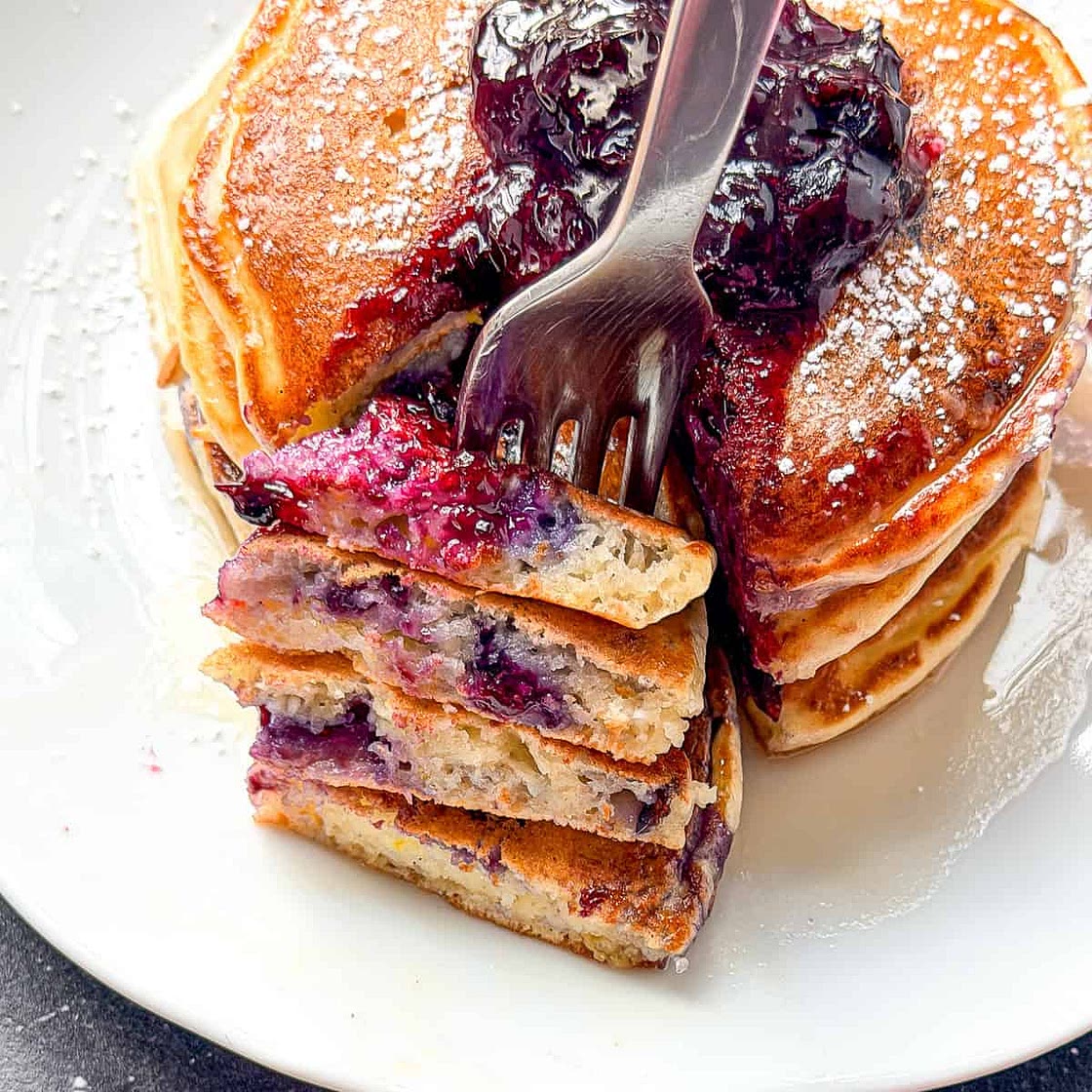 Lemon Ricotta Pancakes with Blueberries
