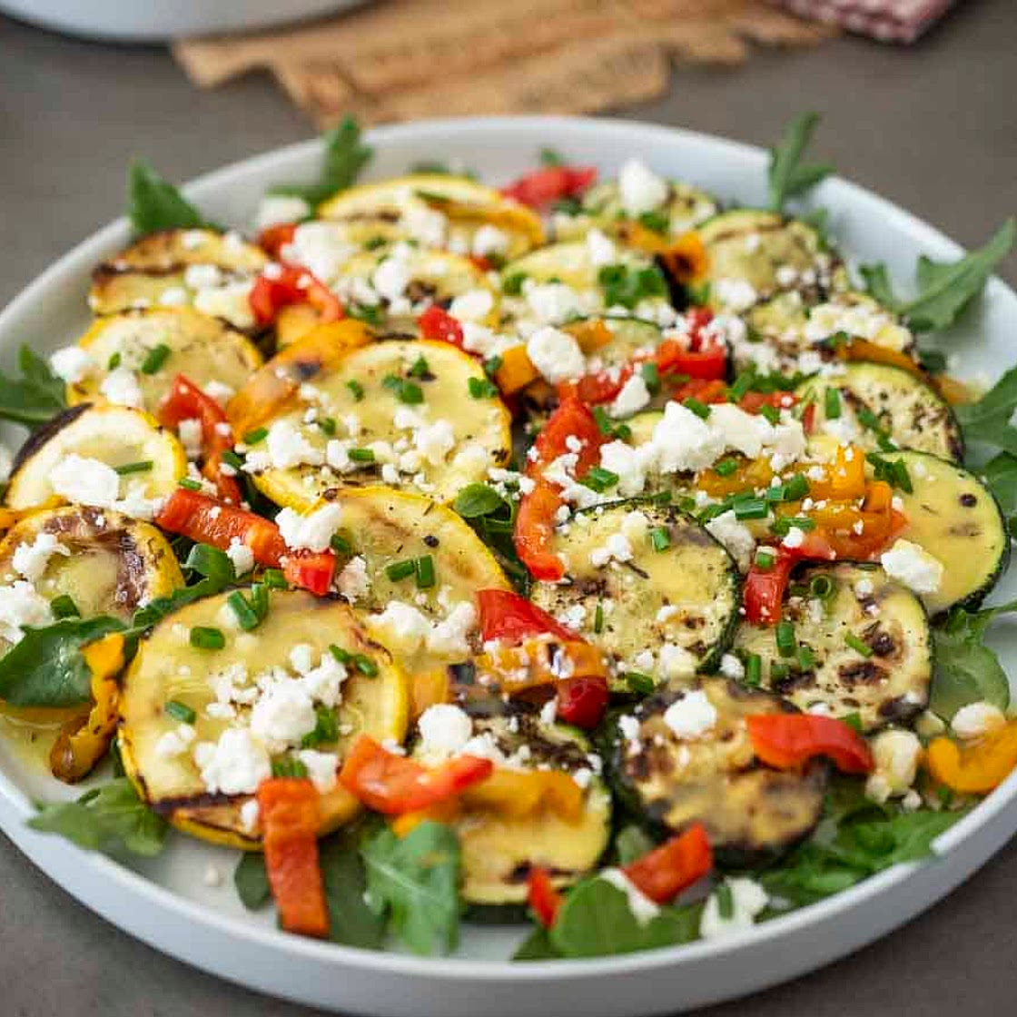 Grilled Zucchini and Peppers with Feta