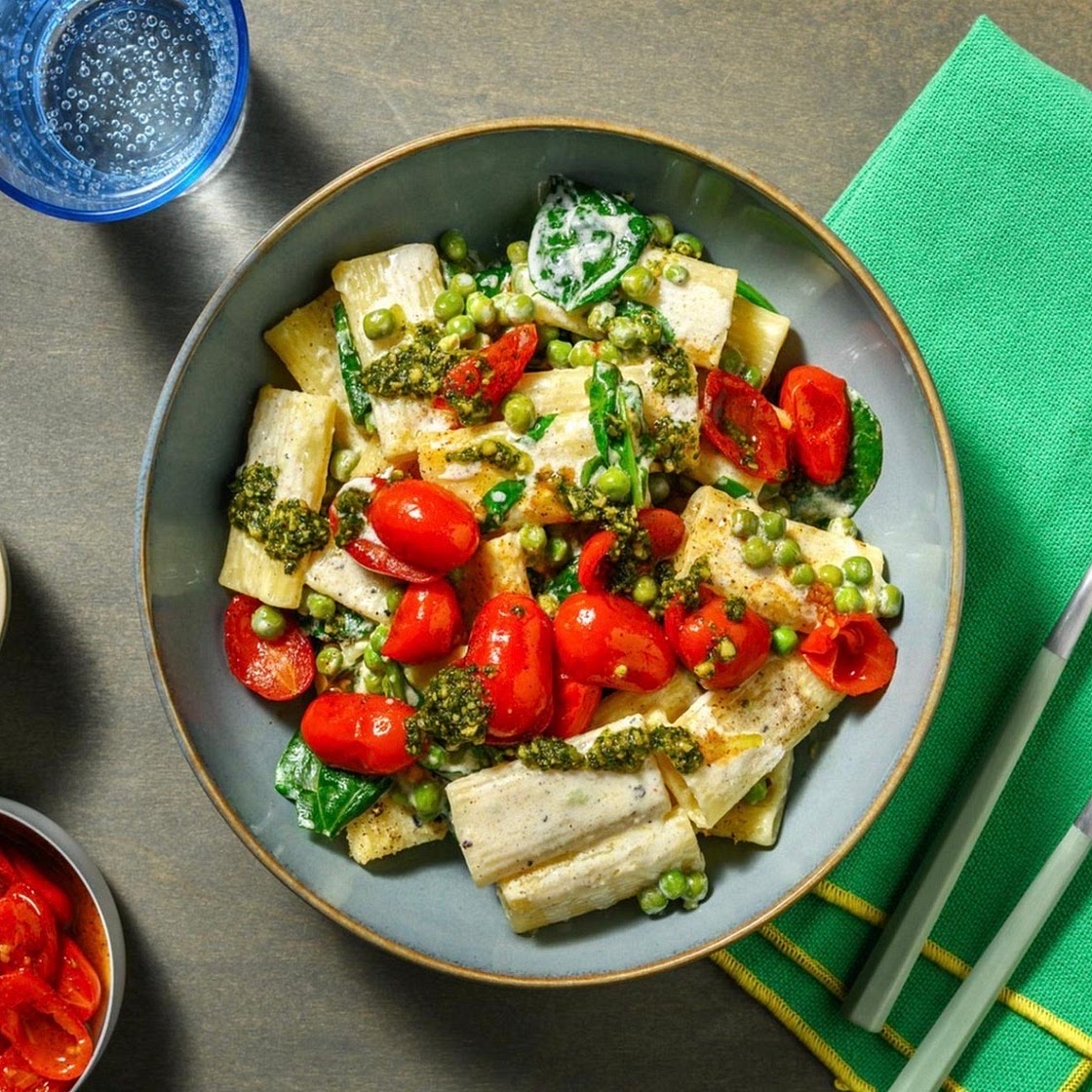 Presto Pesto Pea Rigatoni