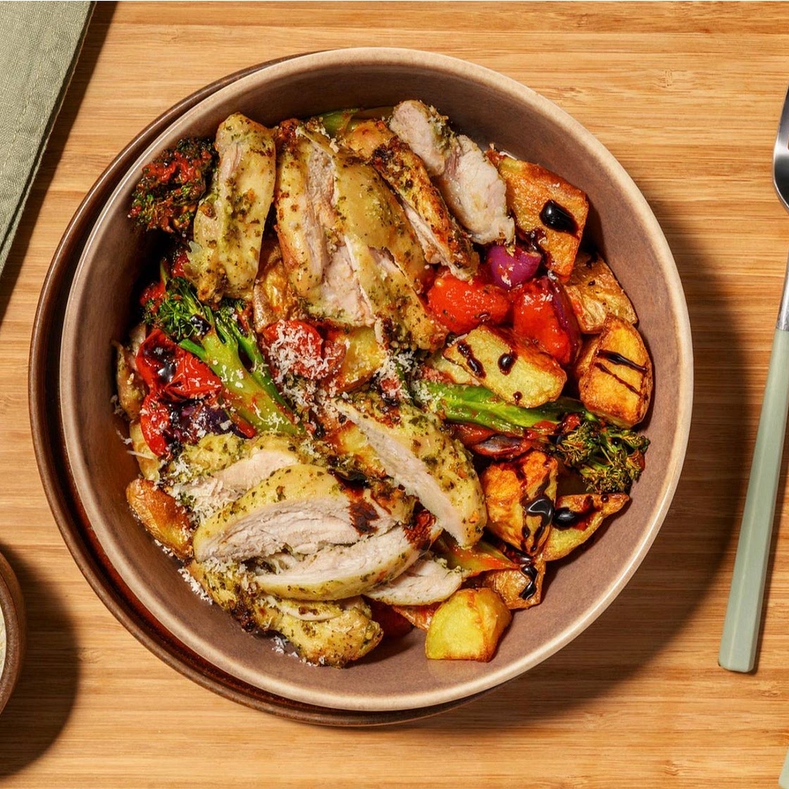 Fuss-Free Cheesy Pesto Chicken Traybake