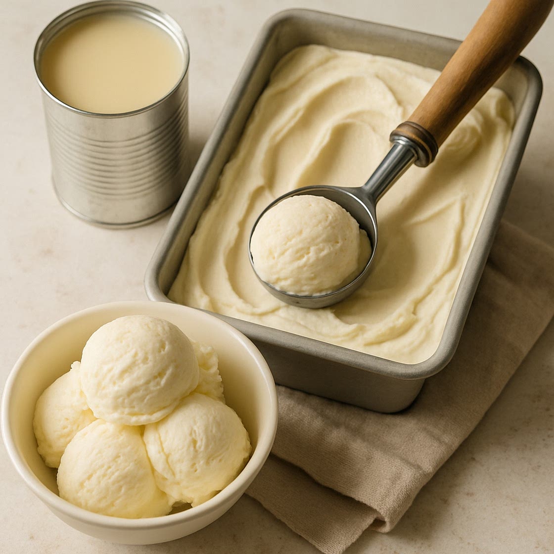 Homemade Sweetened Condensed Milk Ice Cream, from Emily Stimpson Chapman