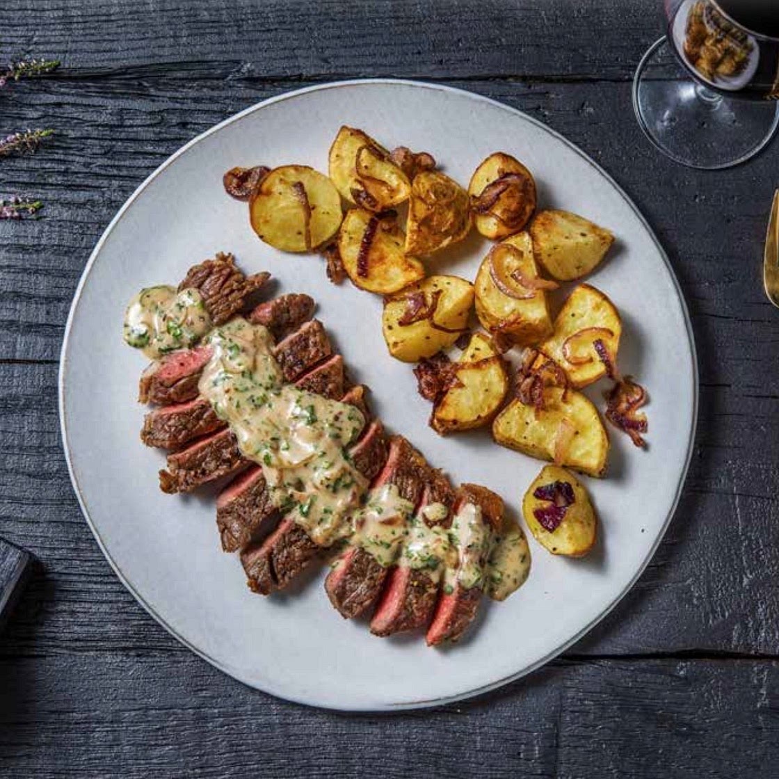 Sirloin Steak and Peppercorn Sauce