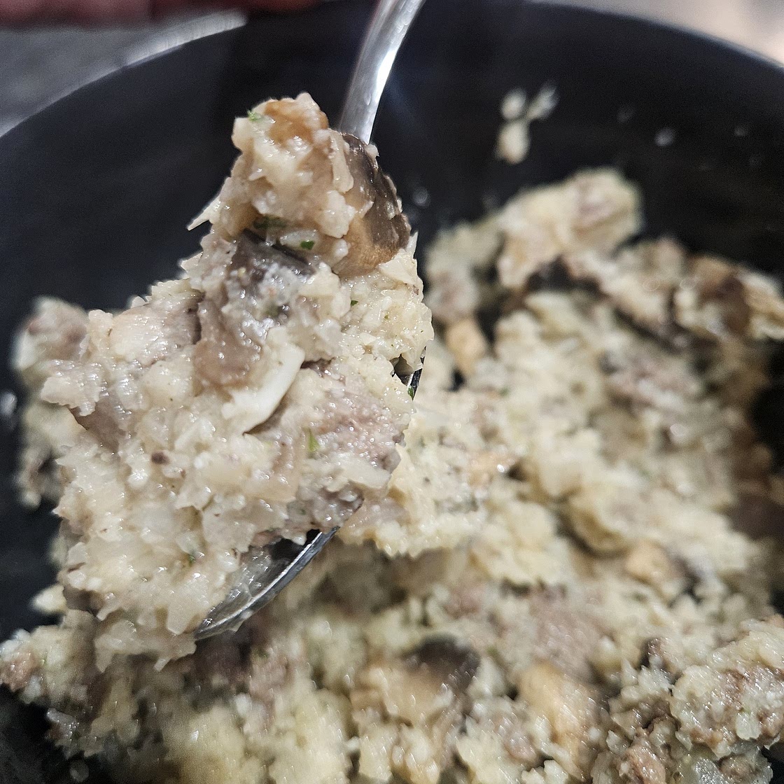Beef and cauliflower rice risotto