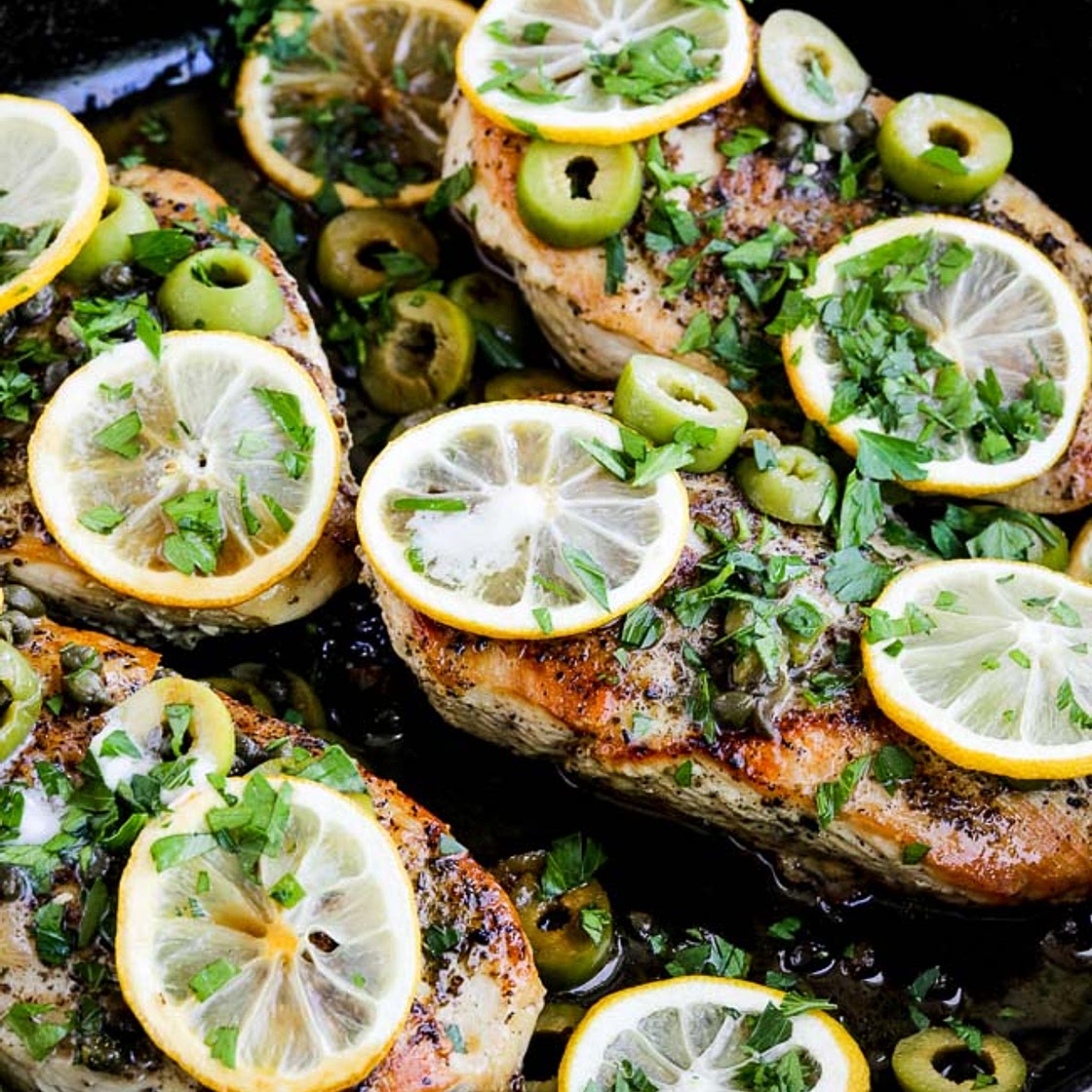 Chicken with Lemon, Green Olives, and Capers