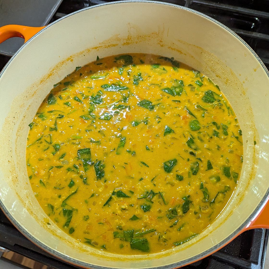 Smoky Red Lentil Soup with Spinach