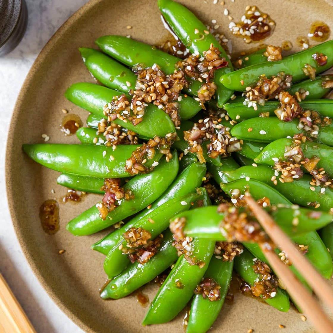 Sugar Snap Peas with Sesame Dressing