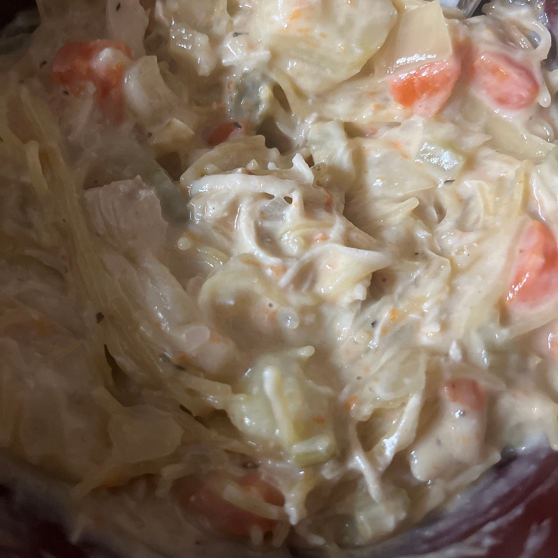 Homemade creamy chicken noodle soup