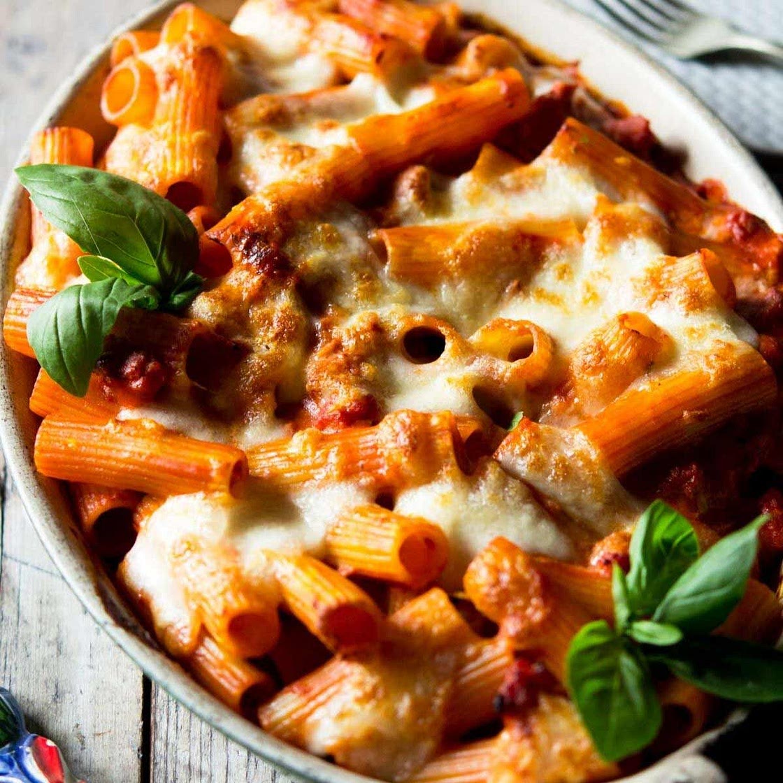 Spicy Sausage Pasta Bake