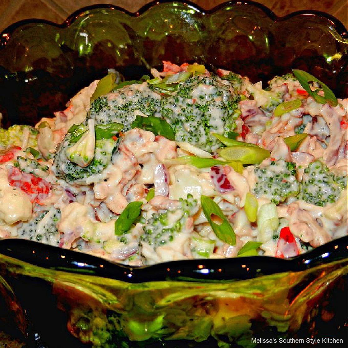 Broccoli Cauliflower Salad with Swiss Cheese and Bacon