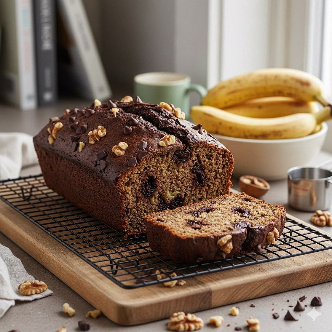 Chocolate walnut banana bread