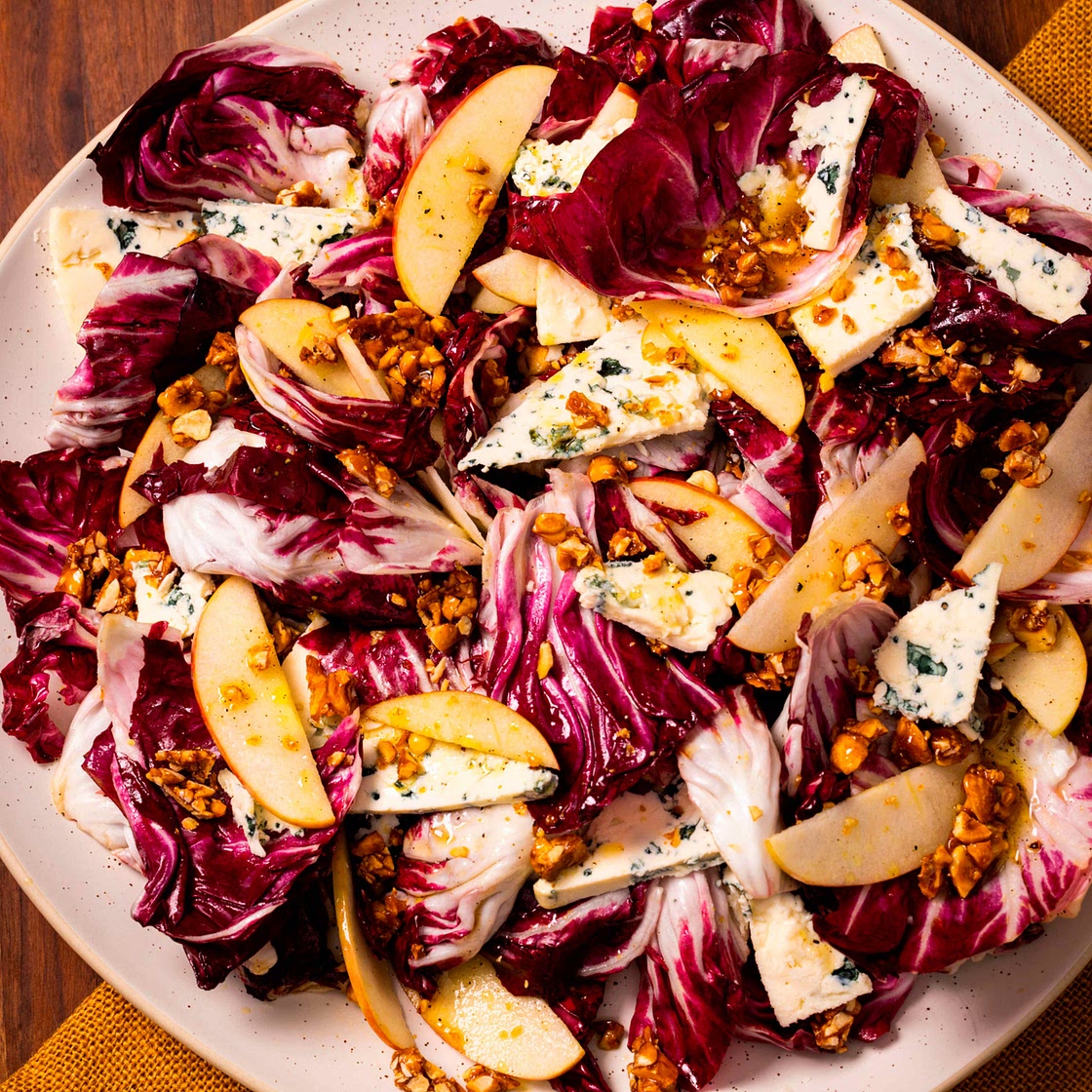 Radicchio Salad with Candied Hazelnuts and Blue Cheese