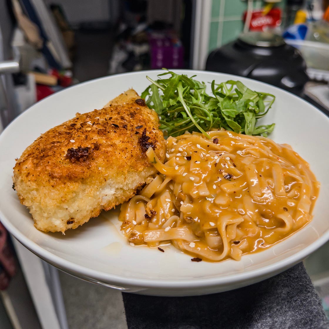 Bangkok Katsu (Thai Peanut Sauce with Noodles & Chicken Katsu)