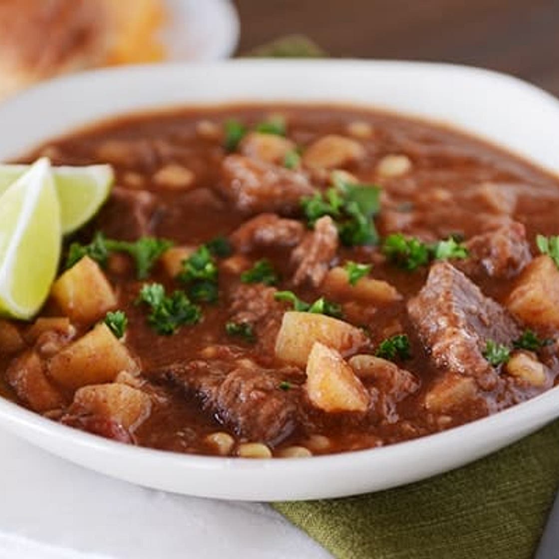 Slow Cooker Beef and Sweet Potato Stew with Corn and Chiles