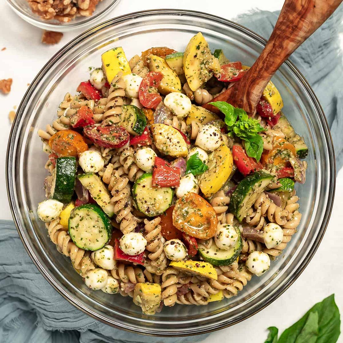 Walnut Pesto Pasta Salad With Roasted Vegetables
