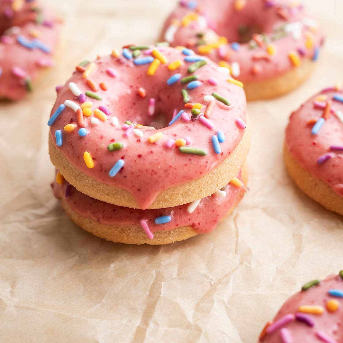 Baked Strawberry Mochi Donuts