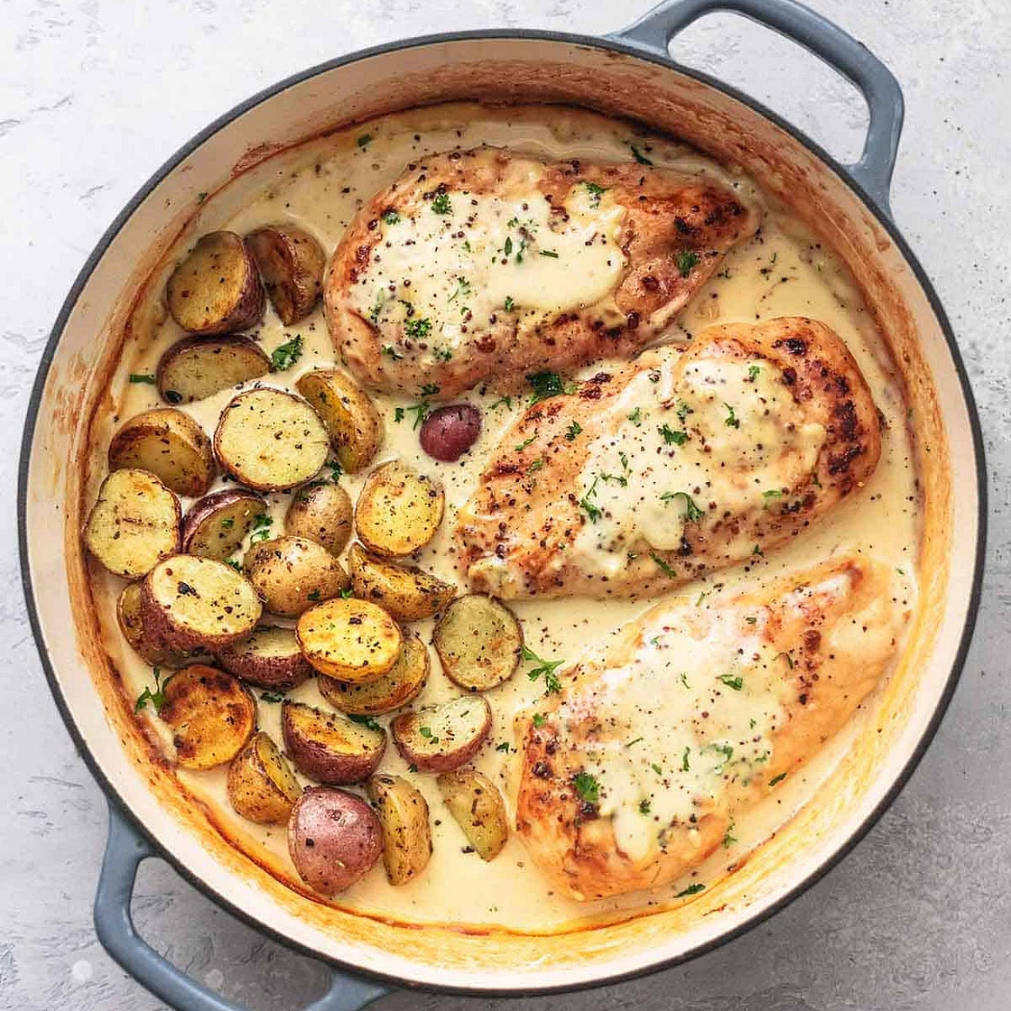 Chicken and Potatoes with Dijon Cream Sauce
