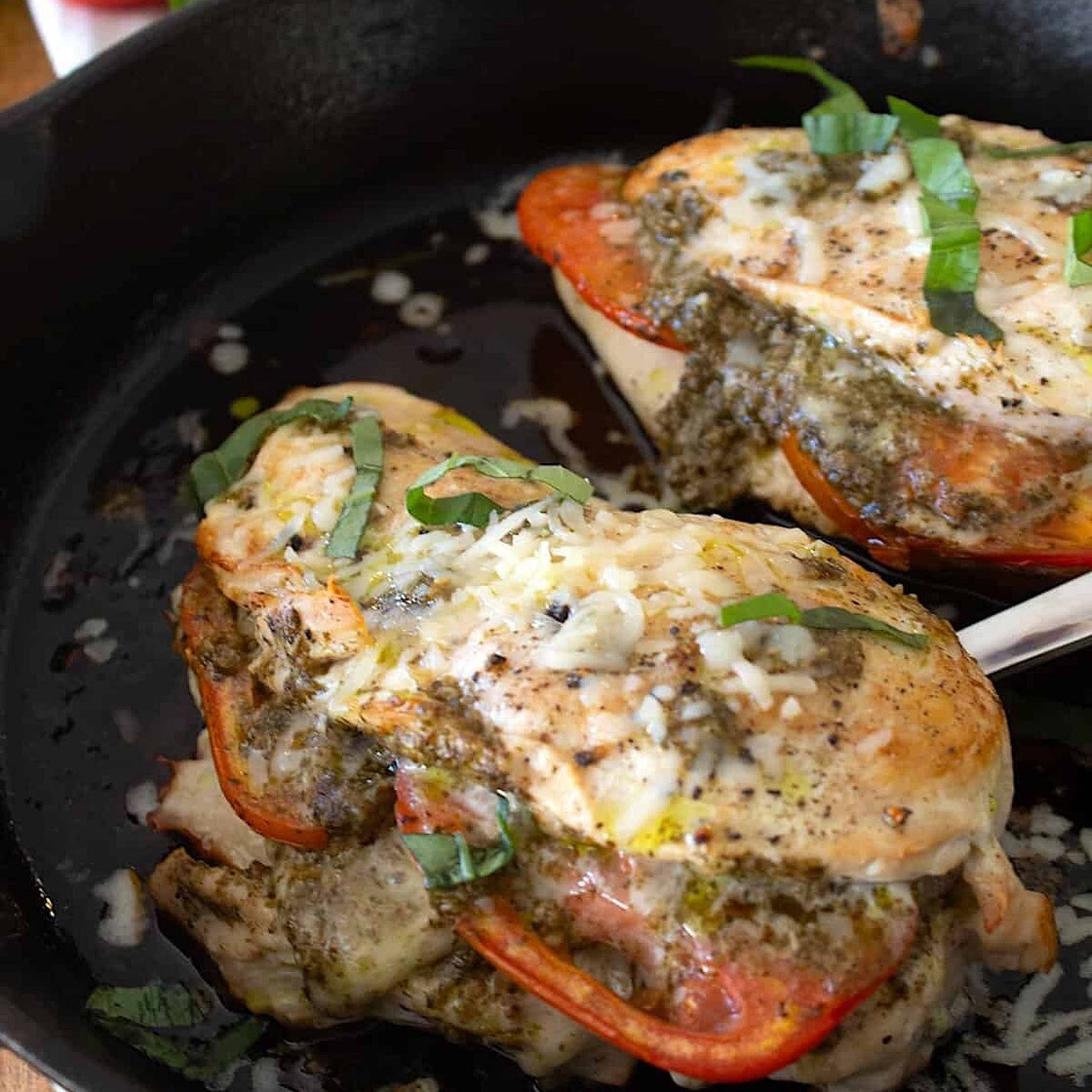 Pesto Tomato and Mozzarella Stuffed Chicken Breasts