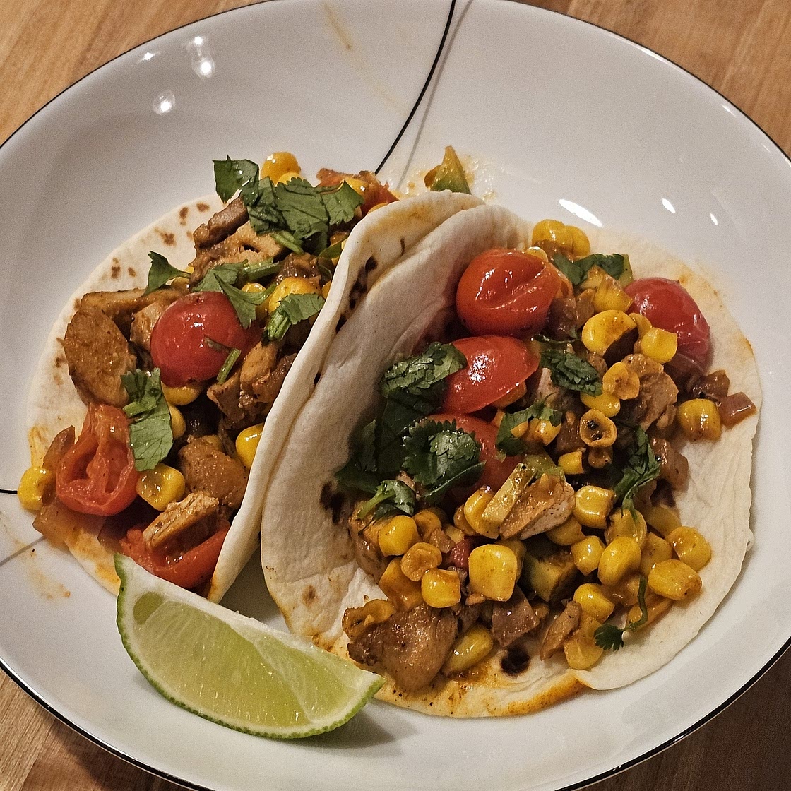 Corn, Black Bean, and Avocado Tacos
