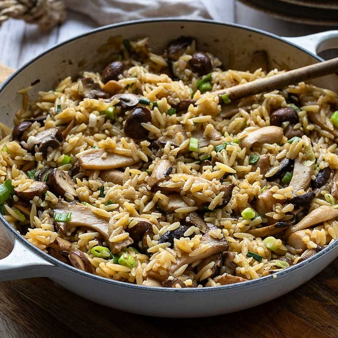 Cremige Pilz Orzo Pfanne