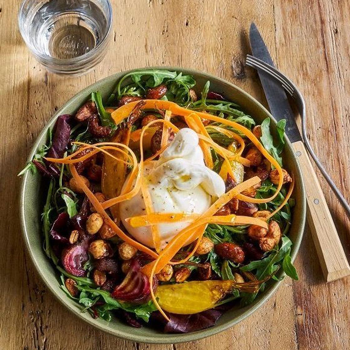 Burratina et salade d'automne