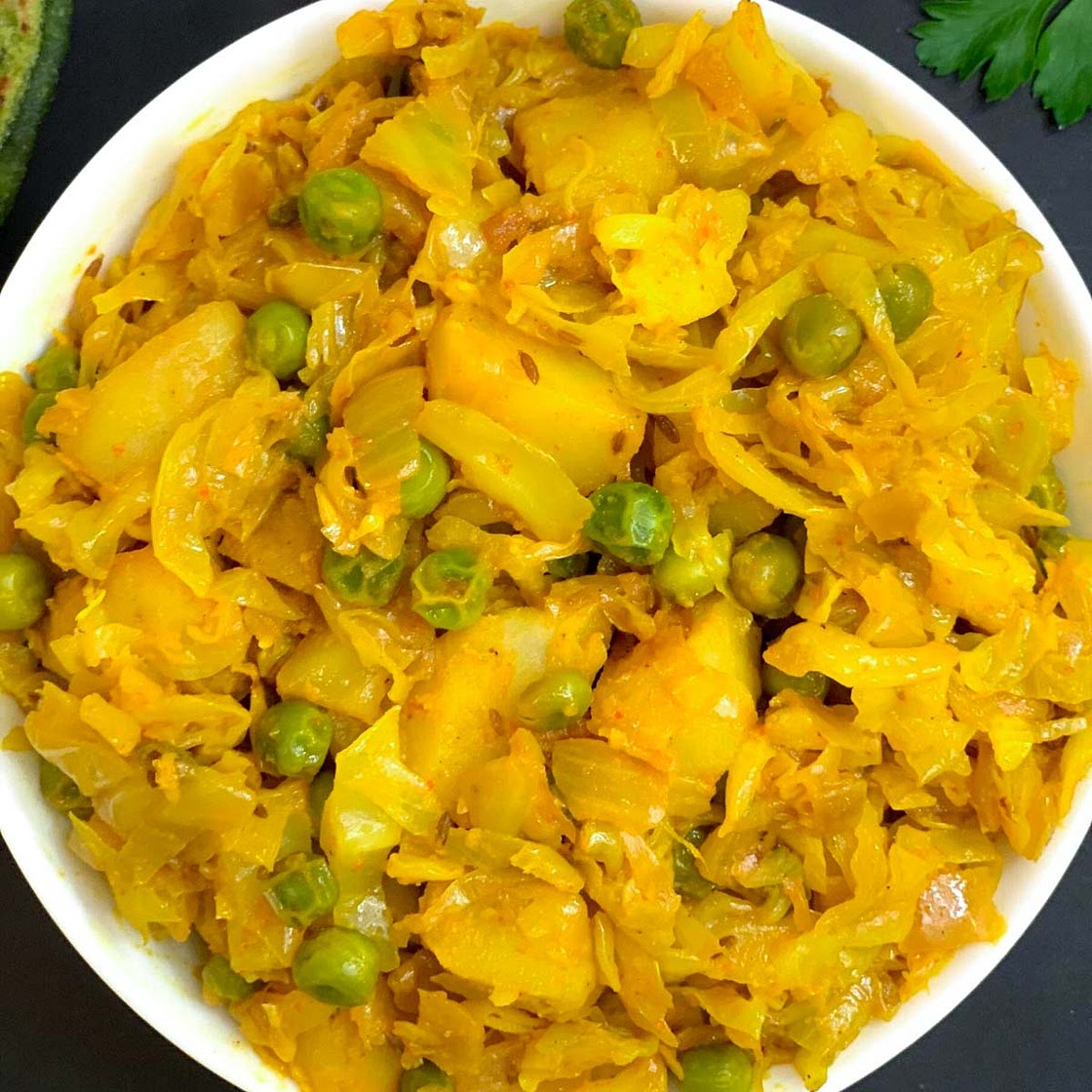 Cabbage Potato Peas Curry