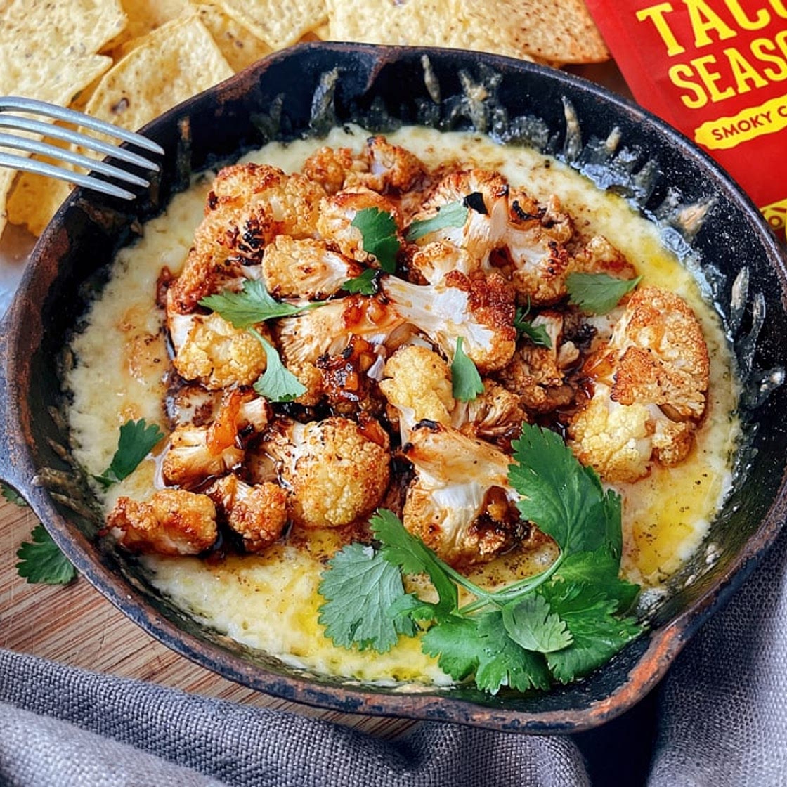 Quick Queso Fundido with Roasted Chipotle Cauliflower