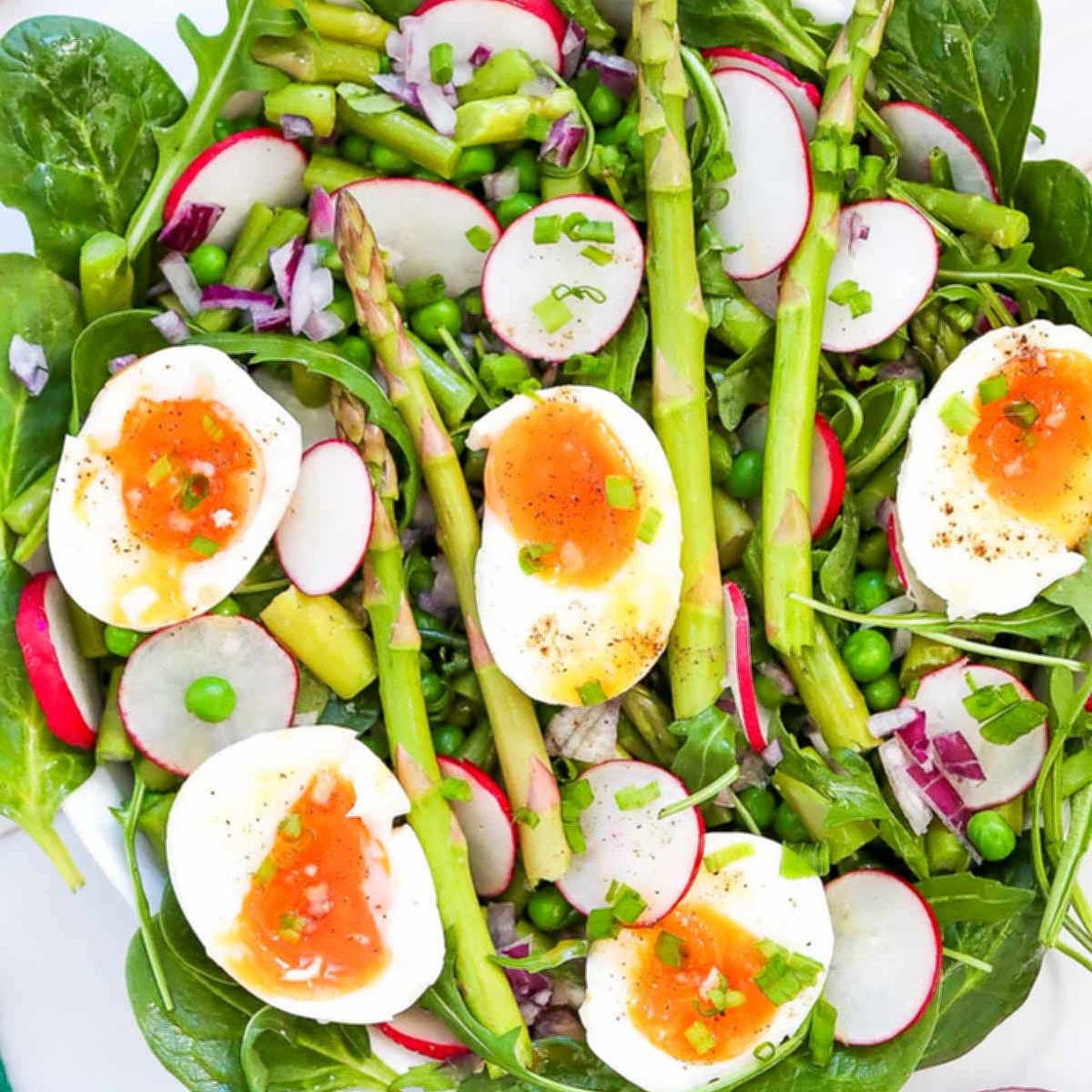 Asparagus and Pea Salad with Soft-Boiled Eggs