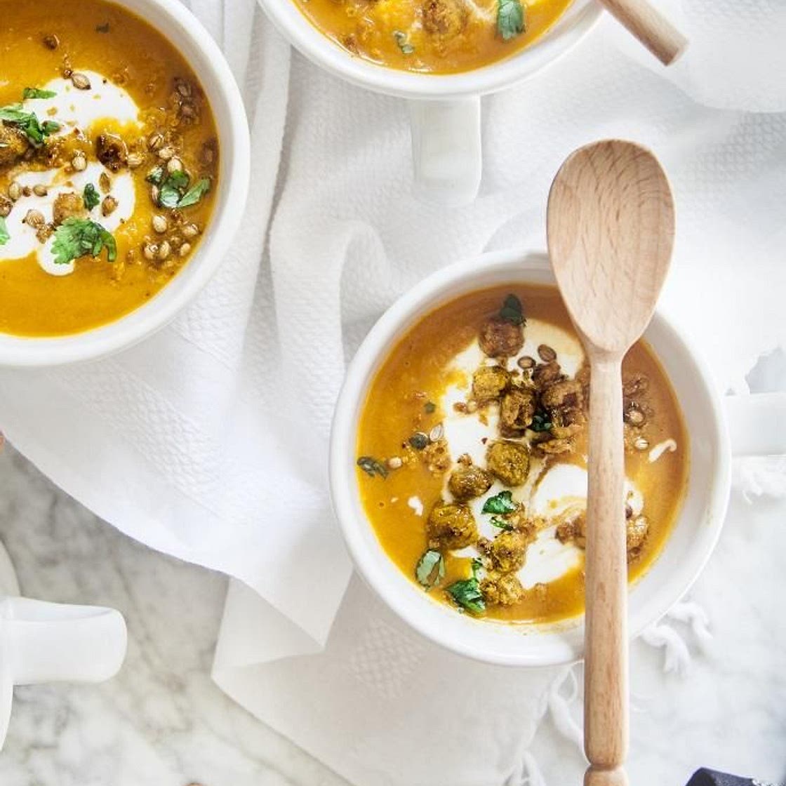 Soupe carottes rôties, tahini