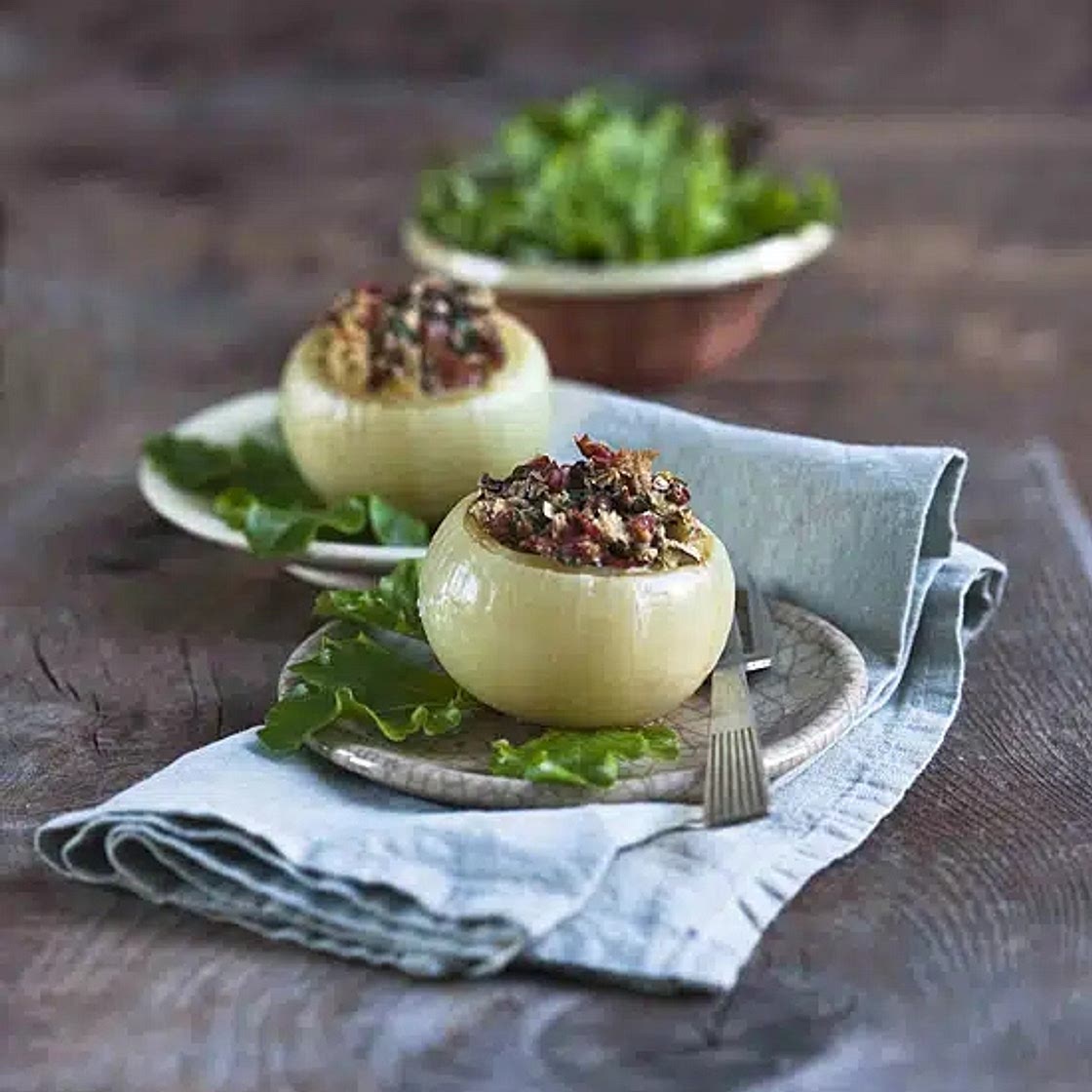 Oignons farcis aux champignons