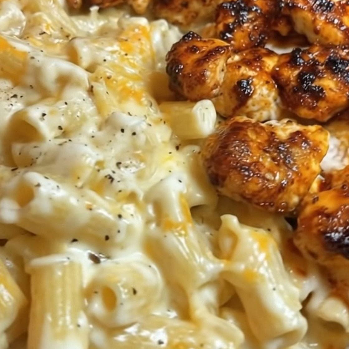 Garlic Butter Chicken with Cheesy Penne Alfredo