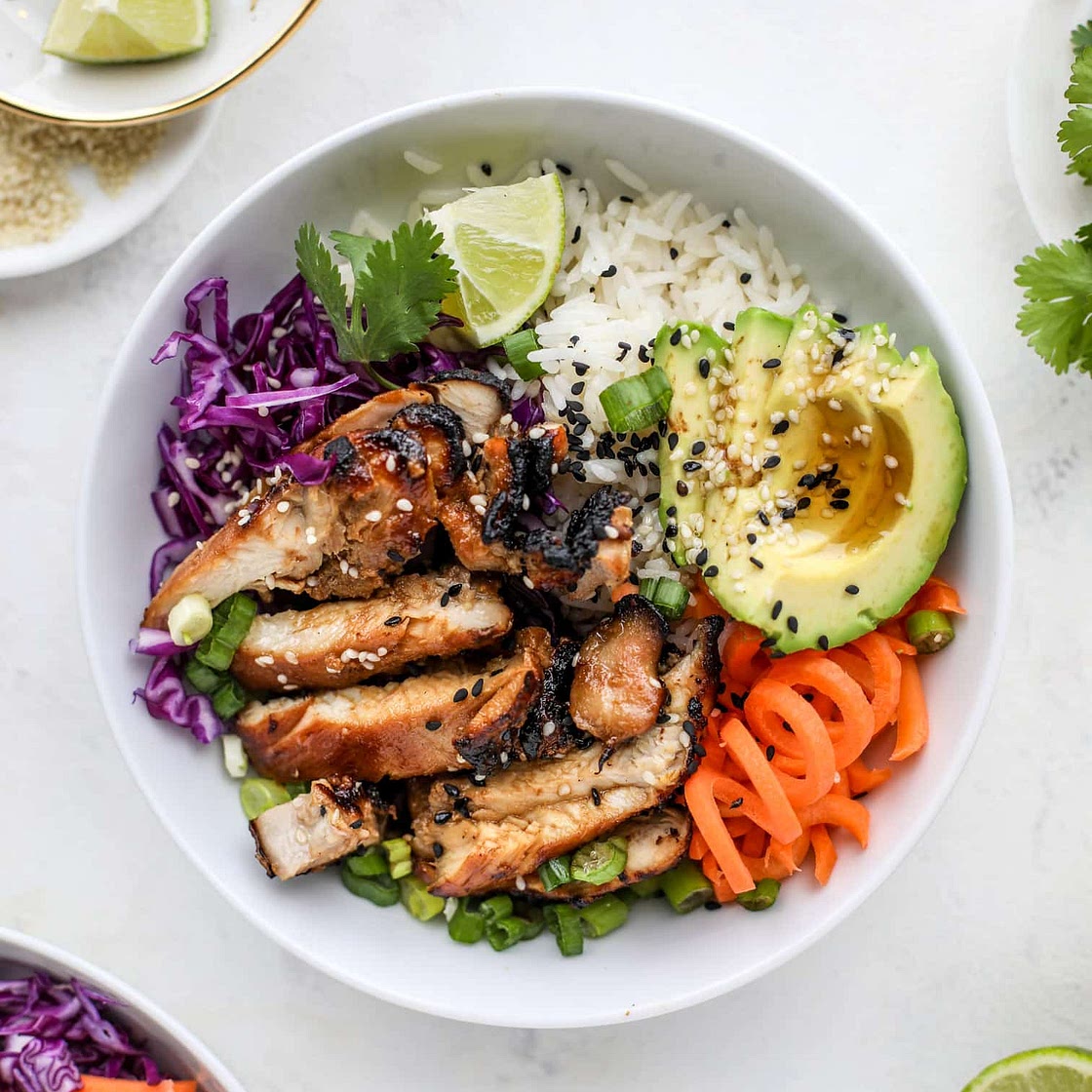 Sesame Soy Chicken Bowls with Coconut Rice