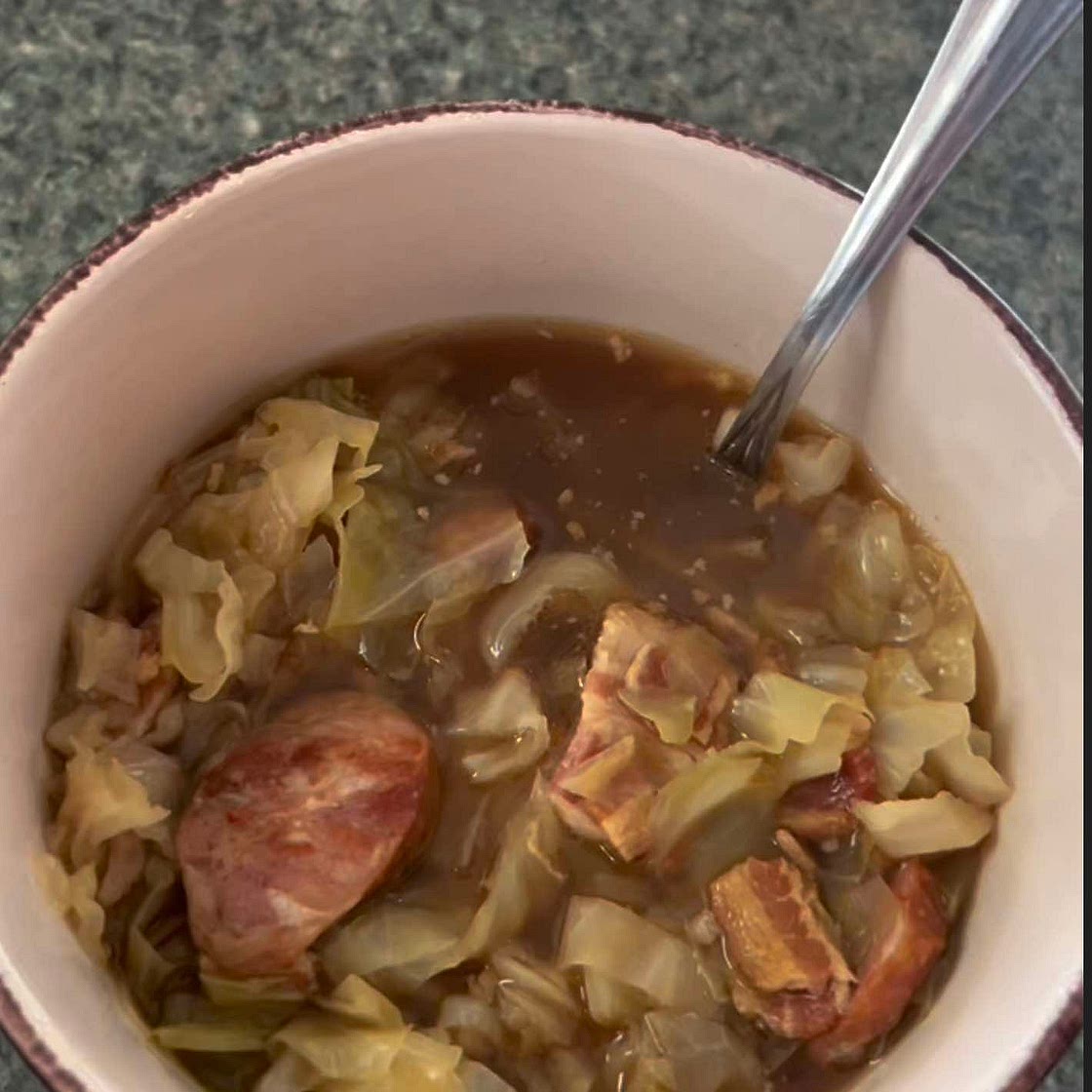 Cabbage soup with Andouille sausage & Bacon