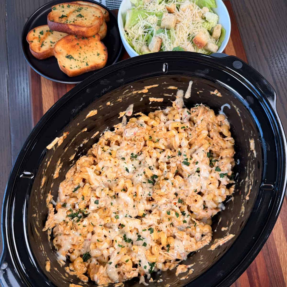 Crockpot Garlic Parmesan Chicken Pasta