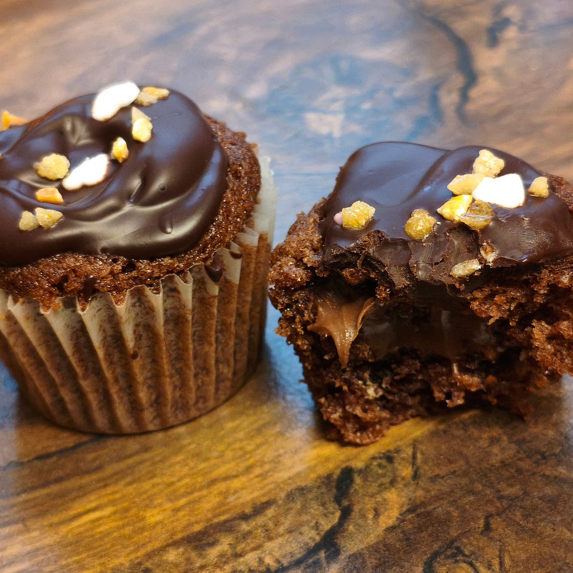 Gefüllte Schoko-Nougat Mini-Muffins