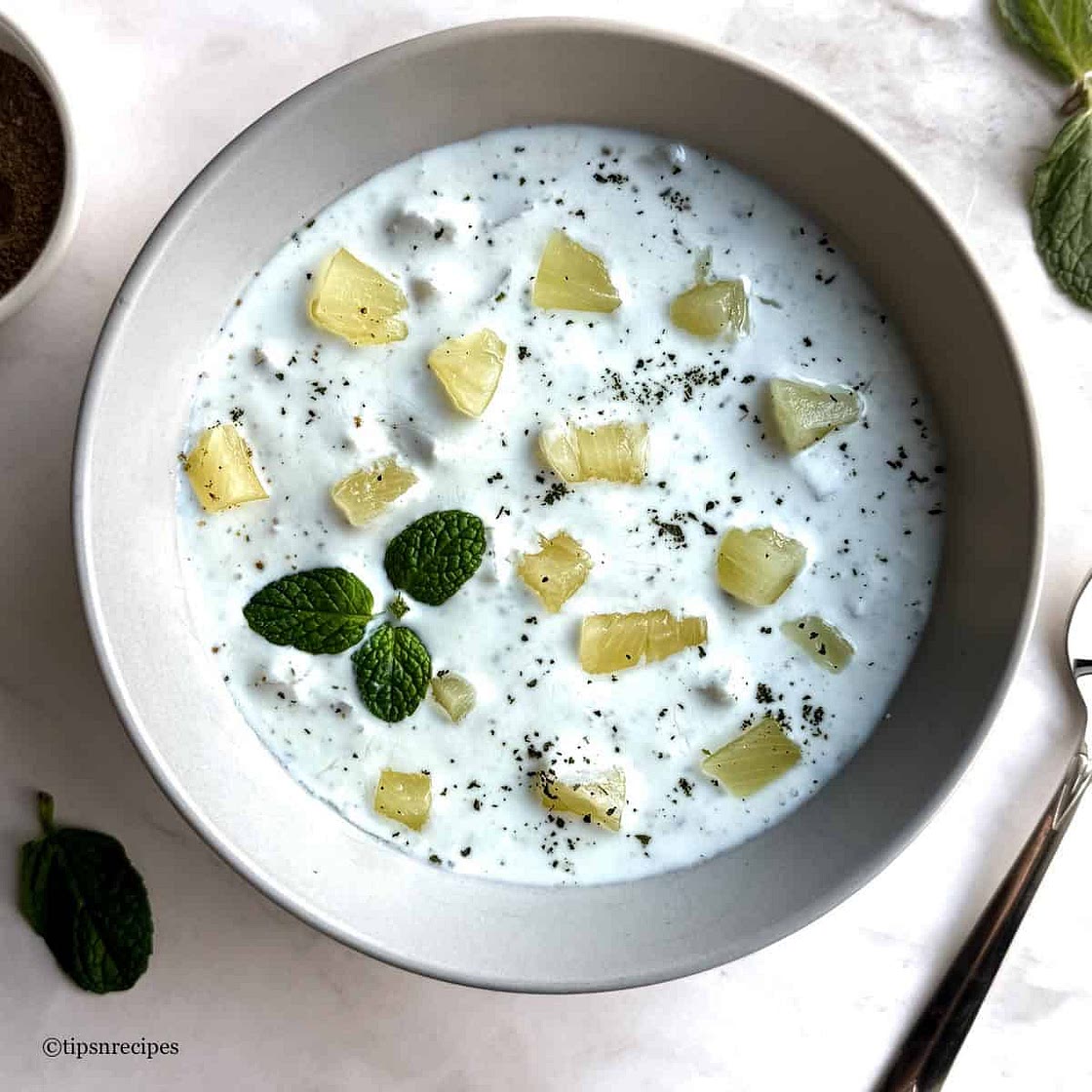 Pineapple Raita with Maple Syrup
