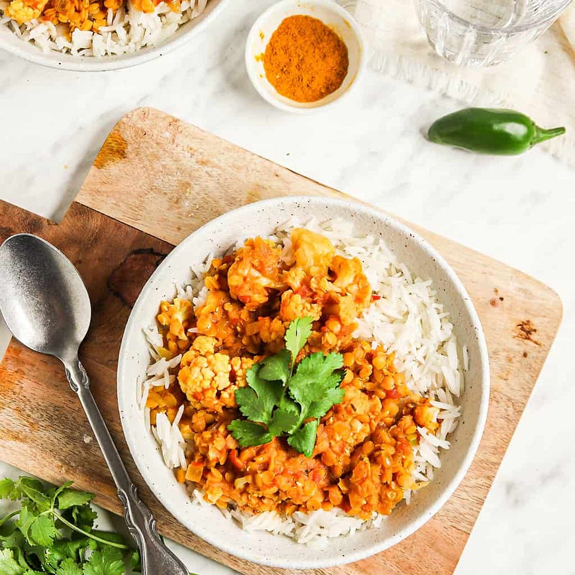 Red Lentil Cauliflower Curry
