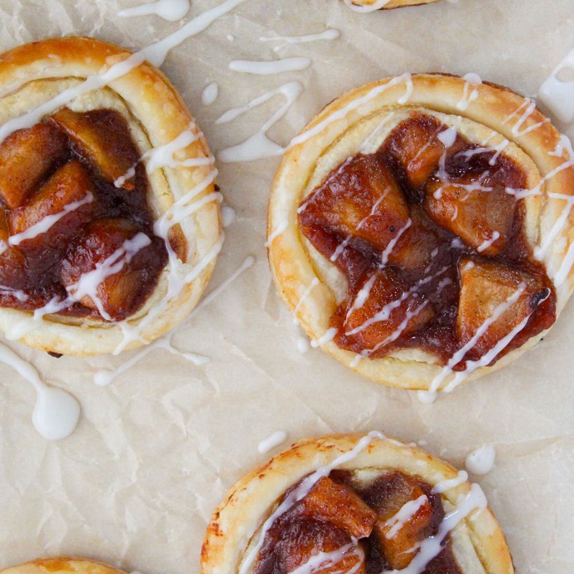 Vegan Apple Cream Cheese Danishes with Puff Pastry