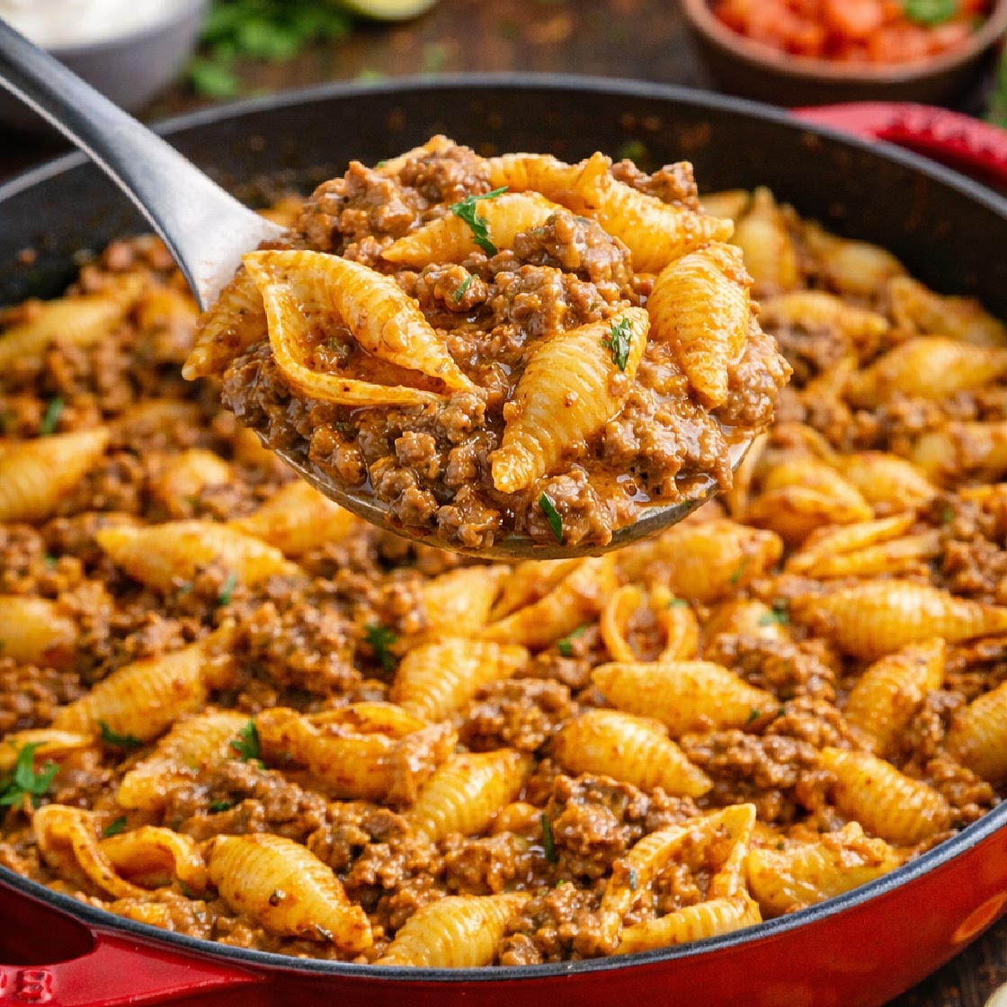 Cheesy Taco Pasta Shells