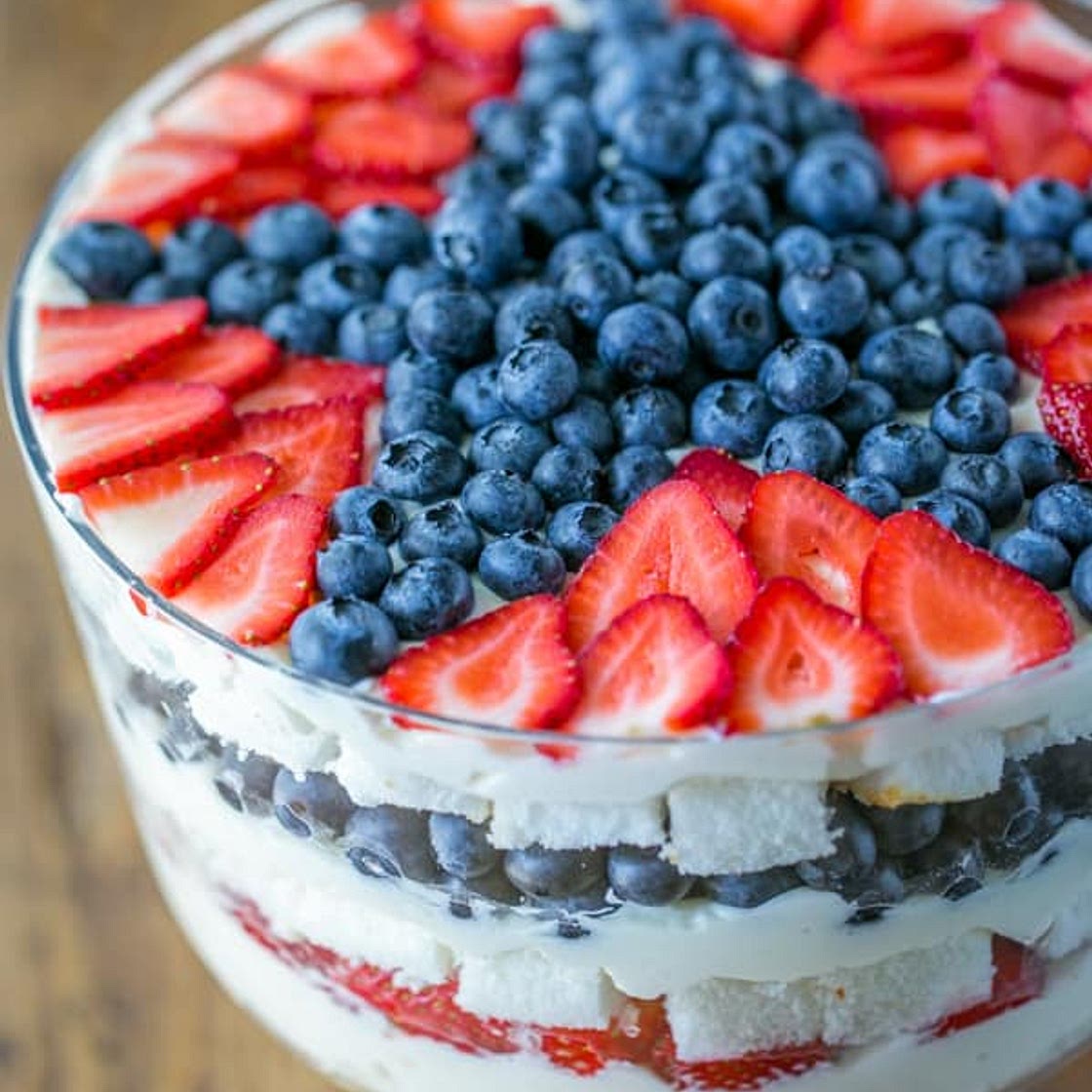 No-Bake Strawberry Blueberry Trifle