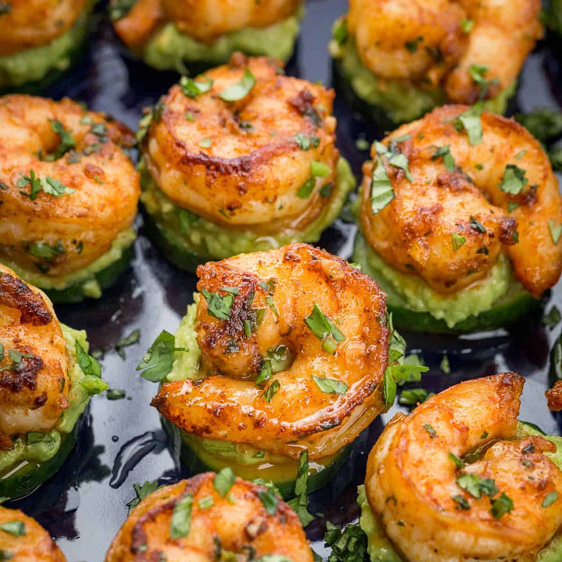 Shrimp Appetizers with Avocado and Cucumber