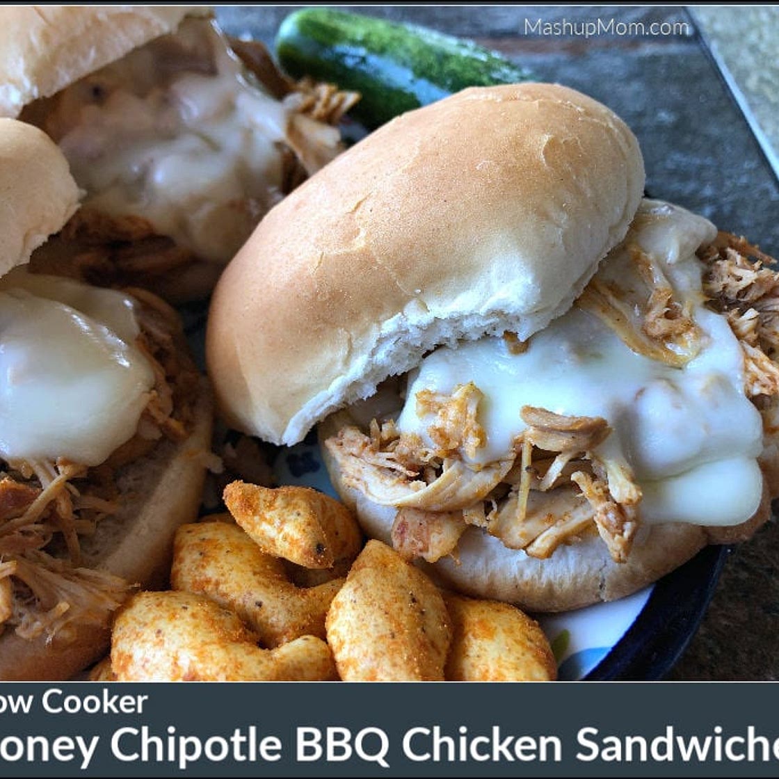 Slow Cooker Honey Chipotle BBQ Chicken Sandwiches