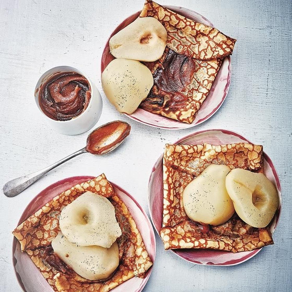Crêpes poire et crème de marrons