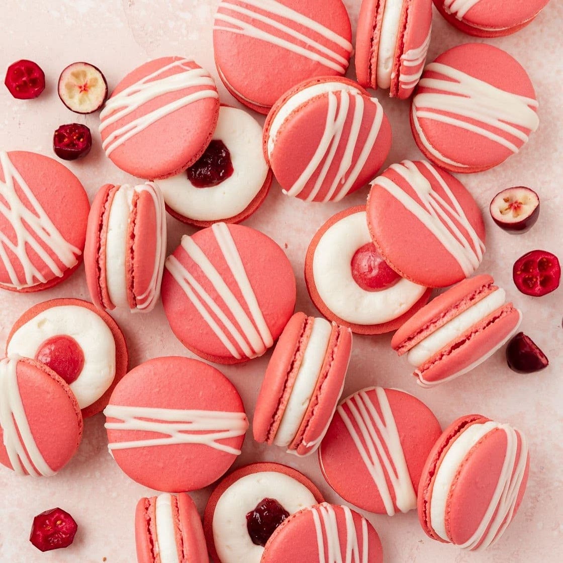 Cranberry White Chocolate Macarons