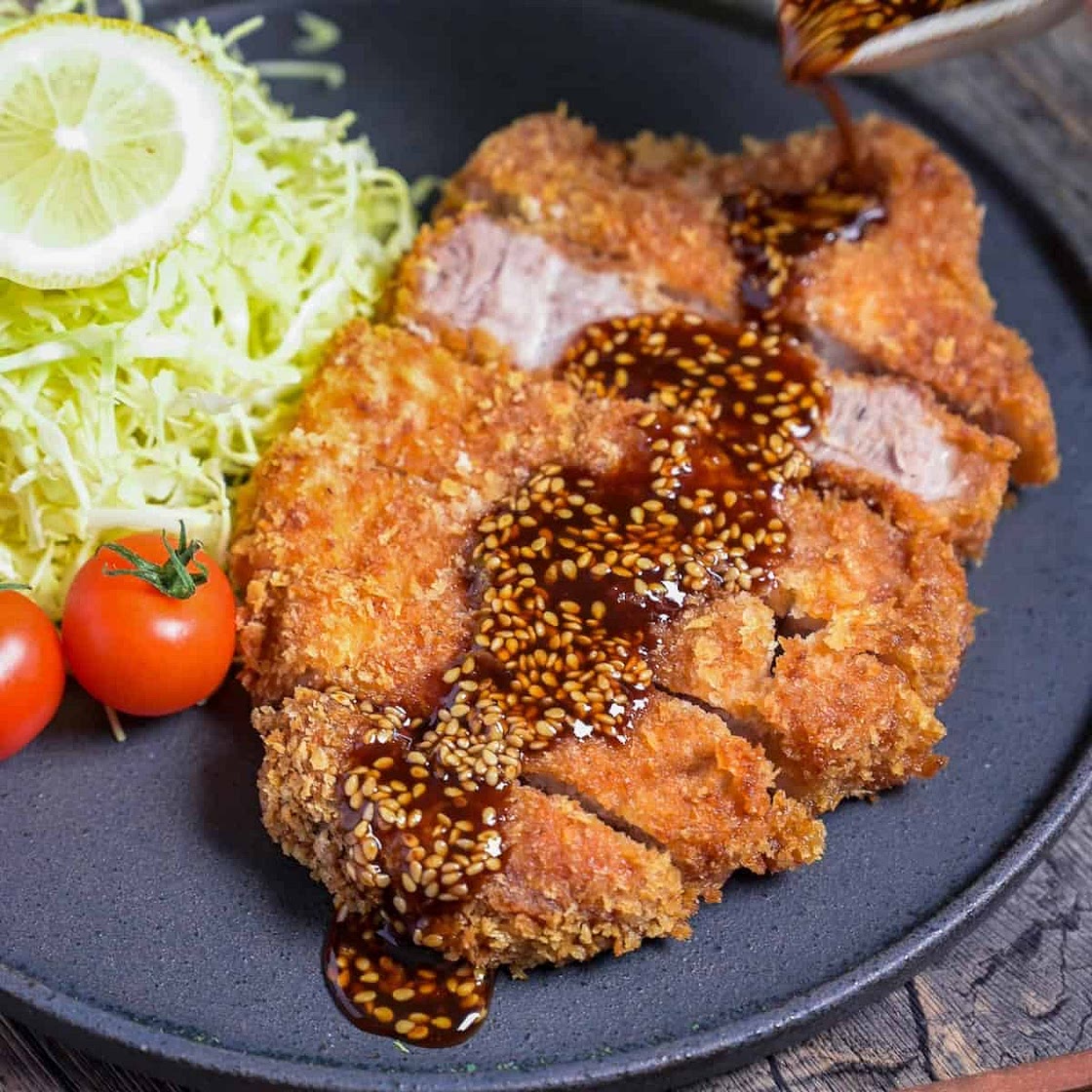 Authentic Tonkatsu (Japanese Pork Cutlet) with Homemade Sauce