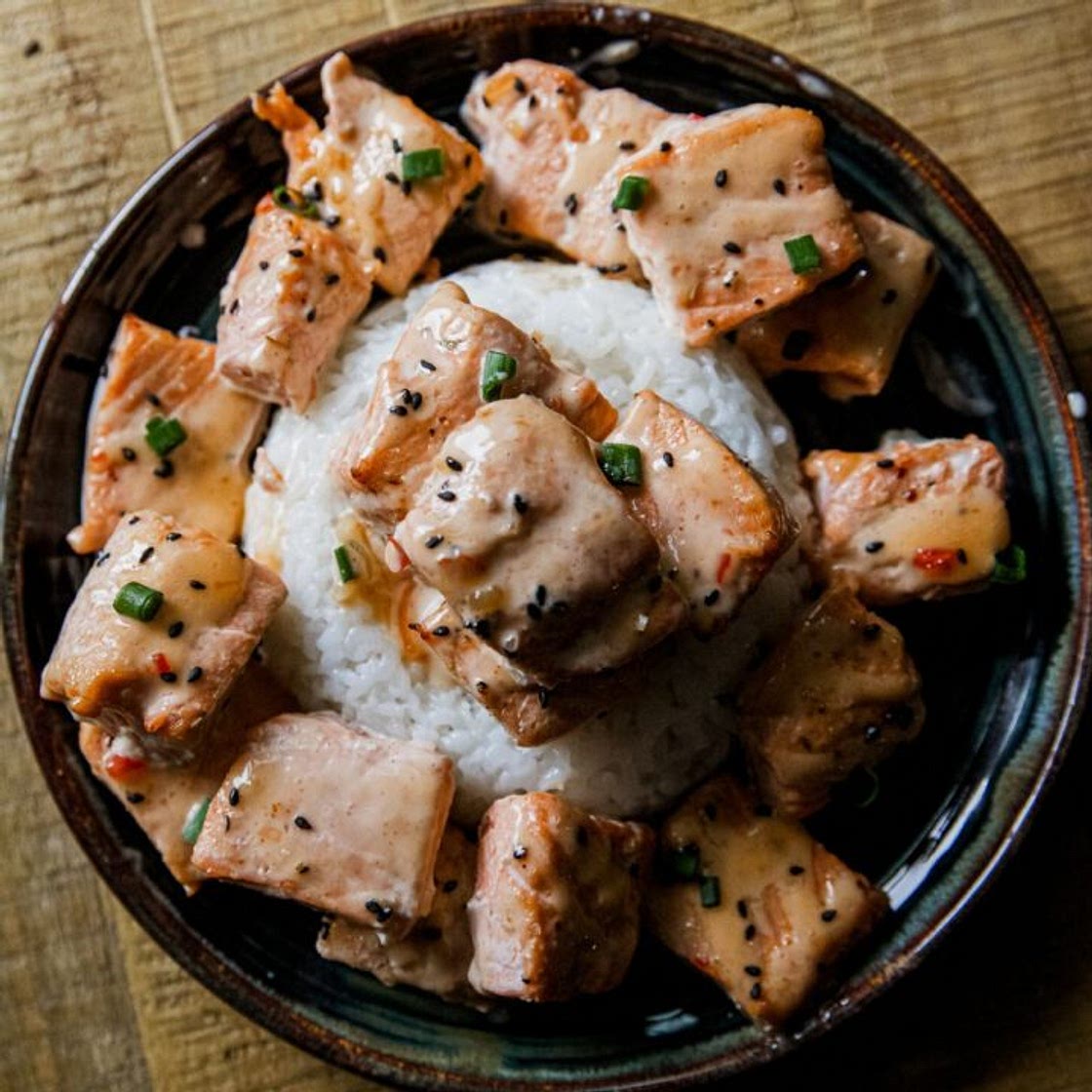 Air Fryer Bang Bang Salmon Bites