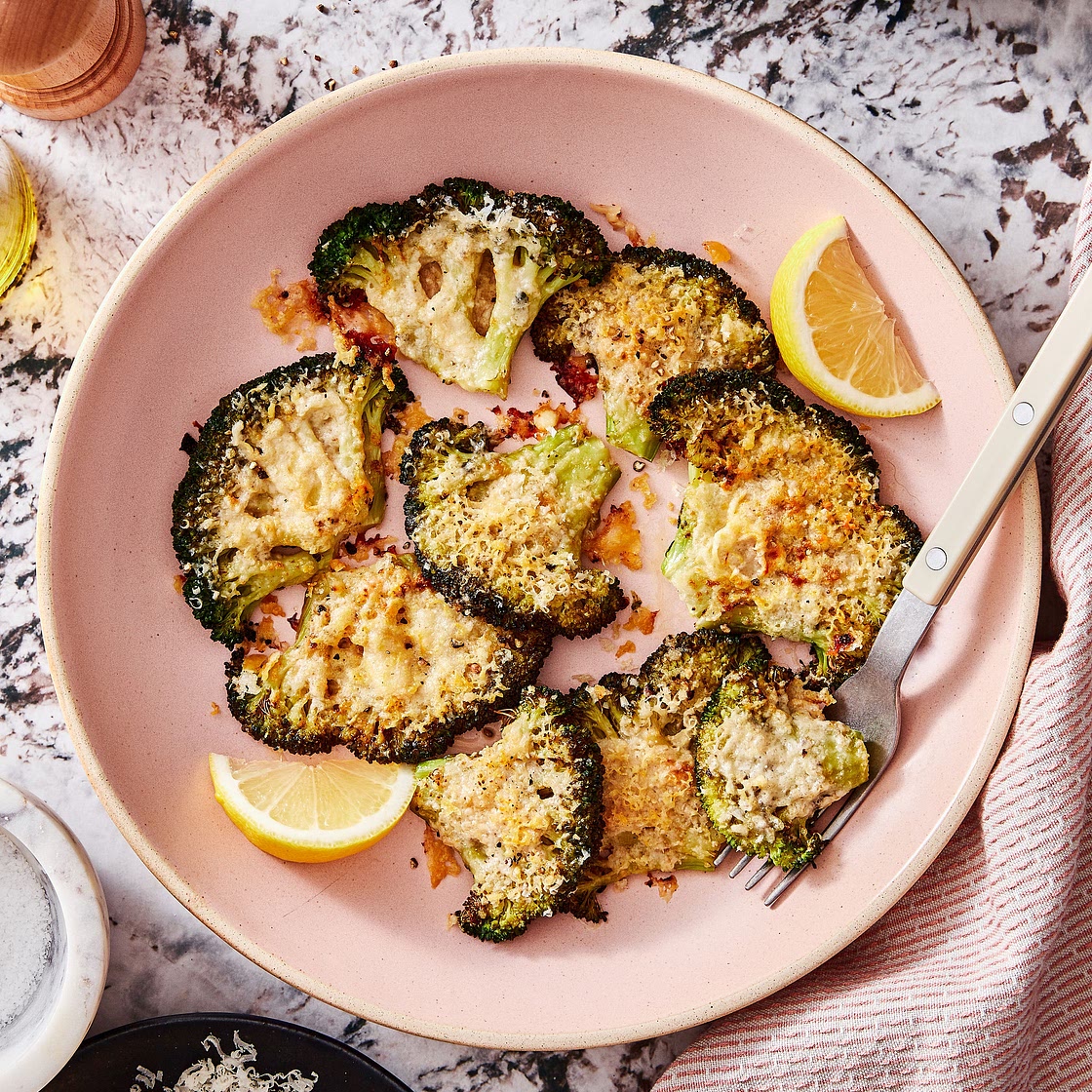Lemon Parmesan Smashed Broccoli
