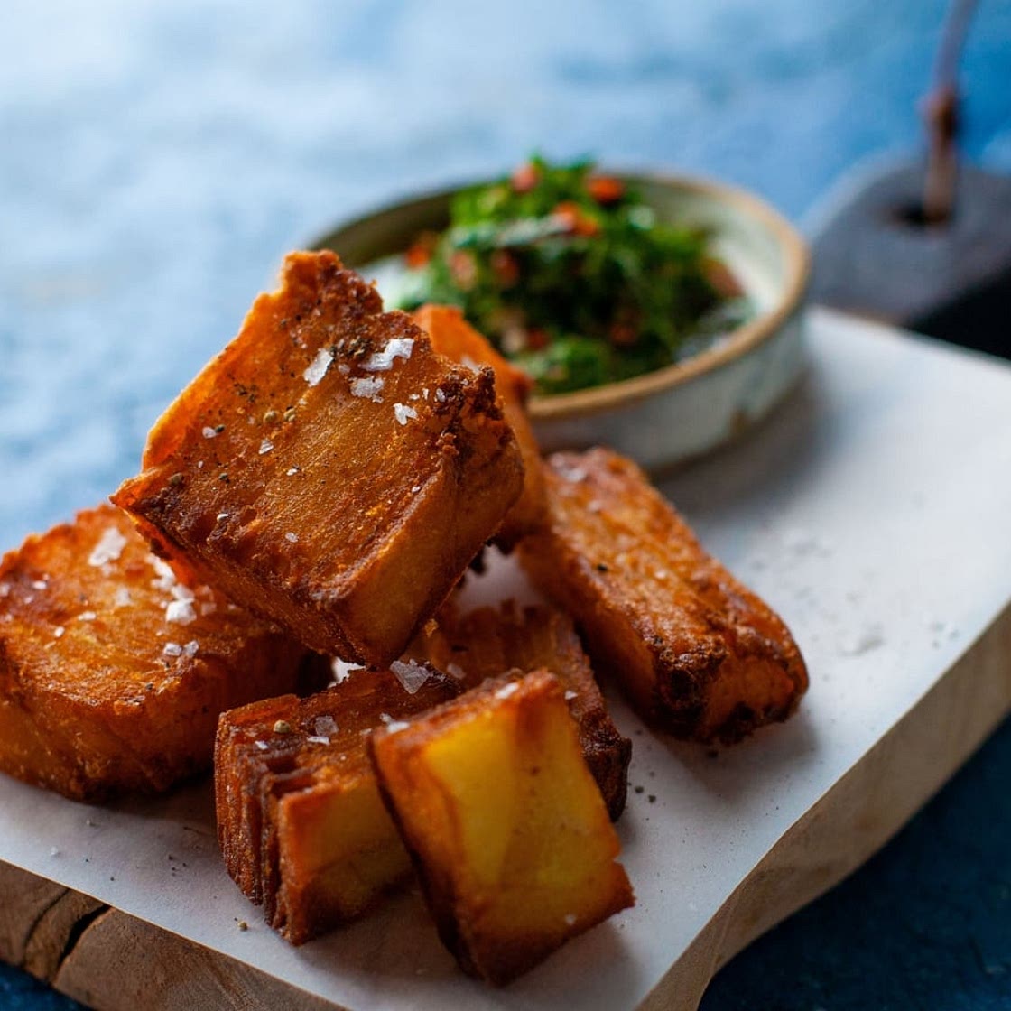 Slow cooked crispy potatoes, chimichurri: Cook-In